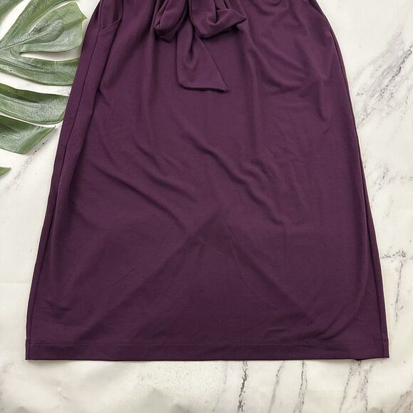 Betabrand Womens Sheath Dress Size S Solid Purple Belted Pockets Stretch - Picture 4 of 9